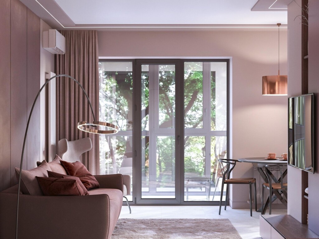 Візуалізація: вітальня з виходом на балкон DreamHouse.