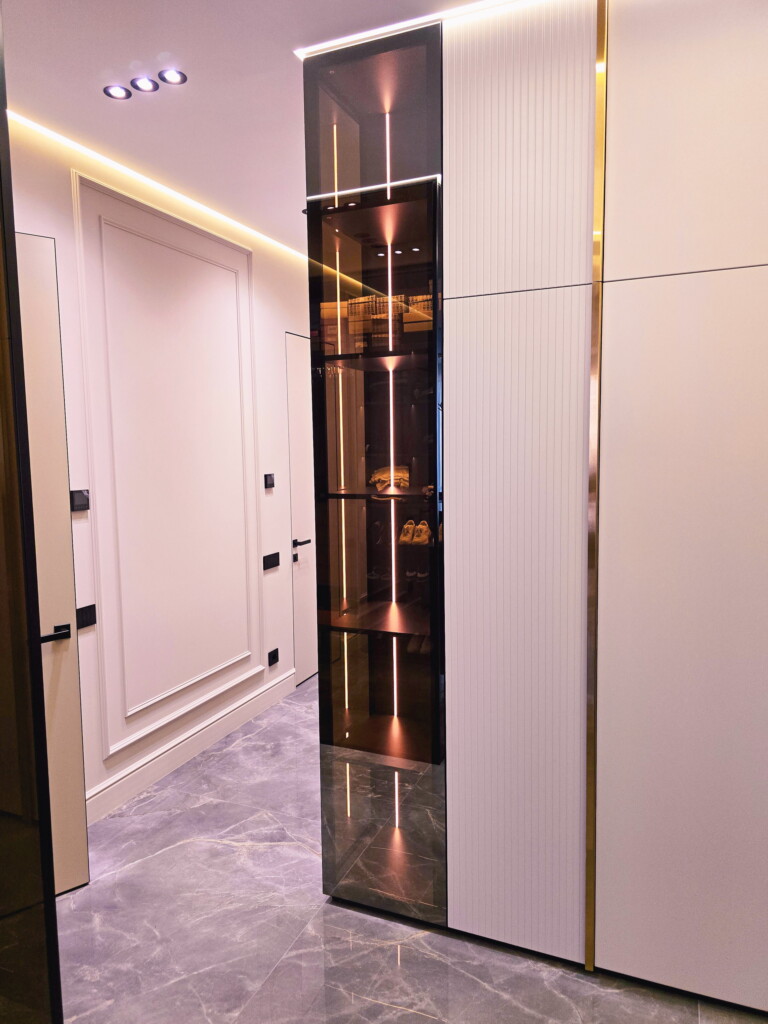 Вітрина з бронзовим склом і підсвіткою в шафі передпокою DreamHouse.