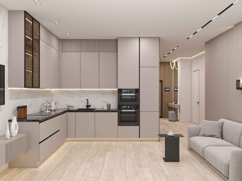 Візуалізація кухні-вітальні, дизайн-проєкт Odesign DreamHouse.